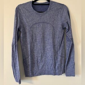 Swiftly Relaxed Long-Sleeve Shirt, Hip Length. Women’s 04. Blue.
